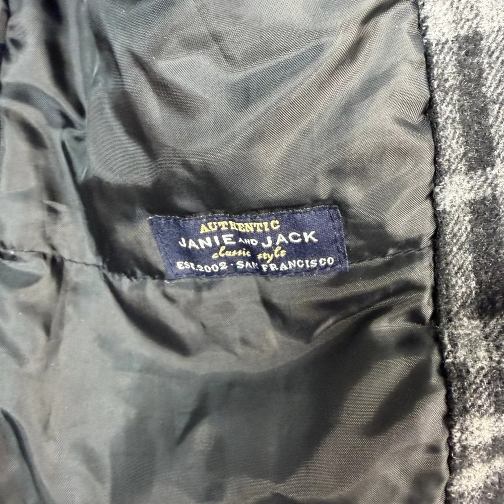 Janie and Jack Size 6 Classic Style Plaid Wool Blend Pea Coat
